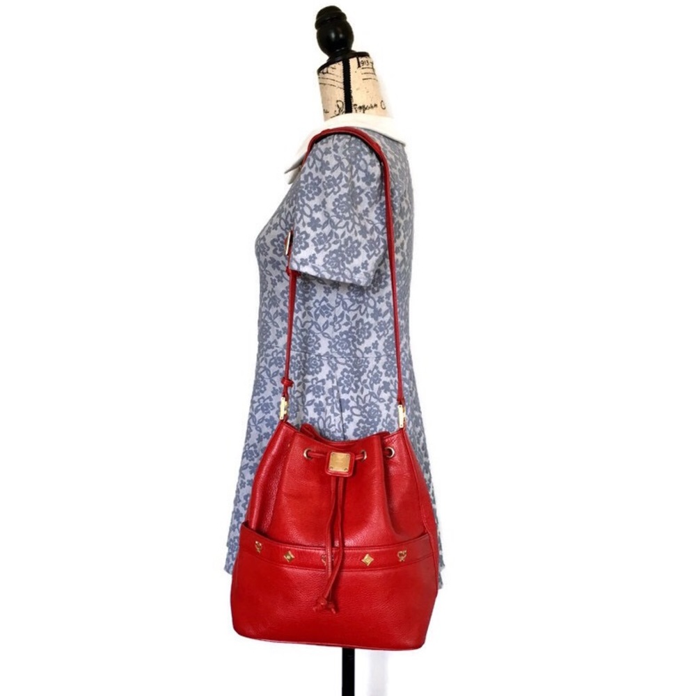 MCM Red Bucket Crossbody Bag with Wallet - Picture 2 of 15